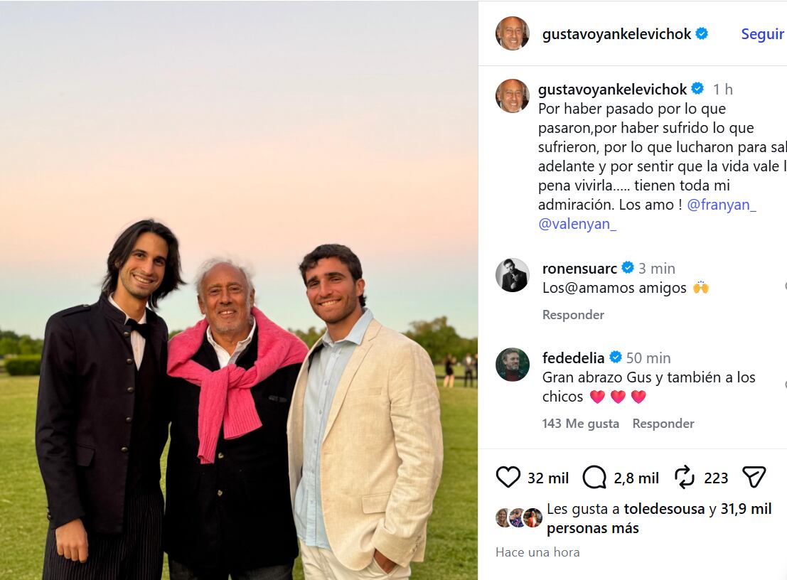 La reacción de Gustavo Yankelevich al fuerte relato de su nieto Valentín sobre la violencia que sufrió de parte de su padre Darío Giordano 6 El posteo de Gustavo Yankelevich
