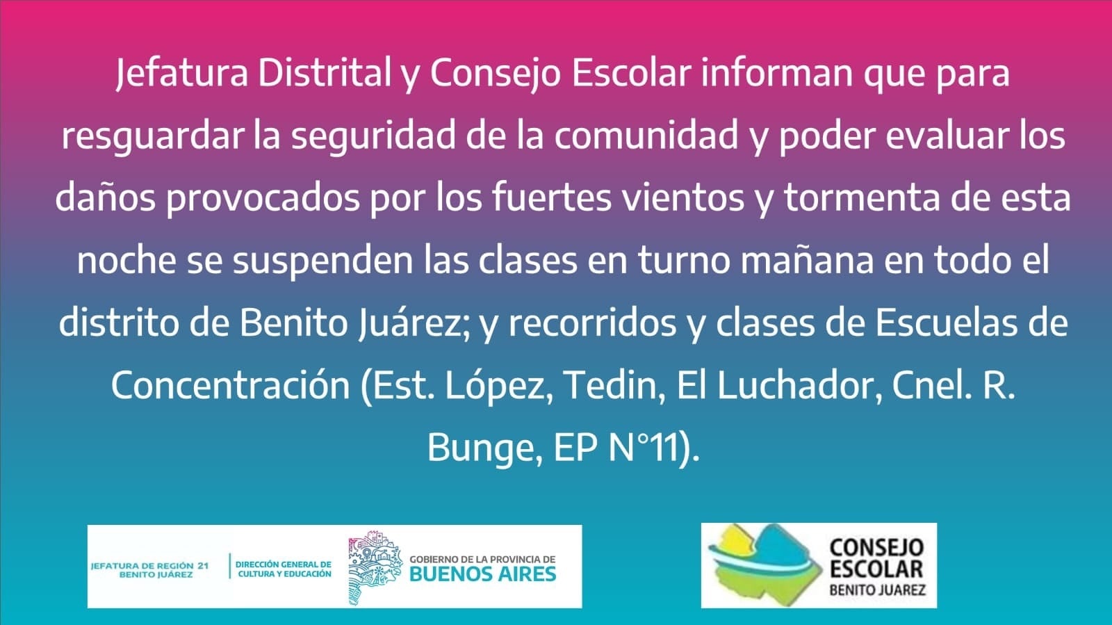 Comunicado de la jefatura de región 21 Benito Juárez y el consejo escolar de la misma ciudad