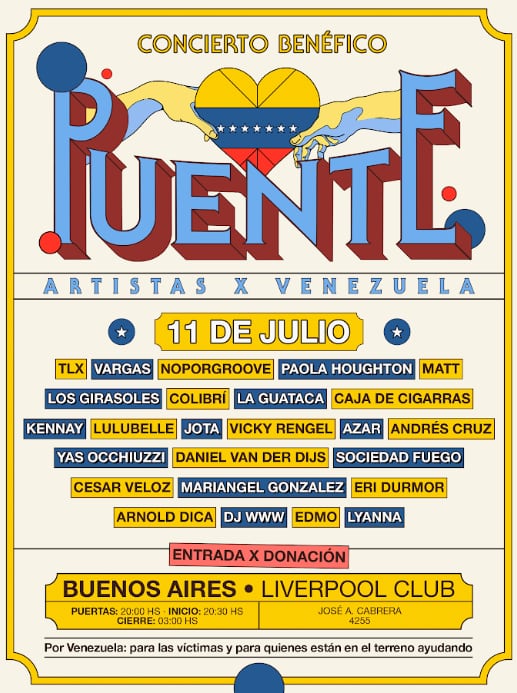 El concierto benéfico Puente se llevará a cabo el sábado 11 de julio