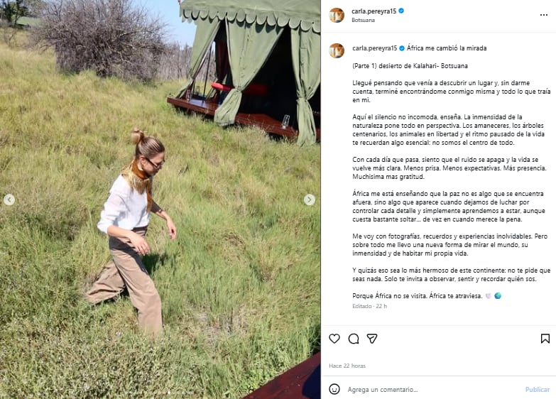 La empresaria compartió unas profundas palabras sobre la experiencia (Foto: Instagram @carla.pereyra15)