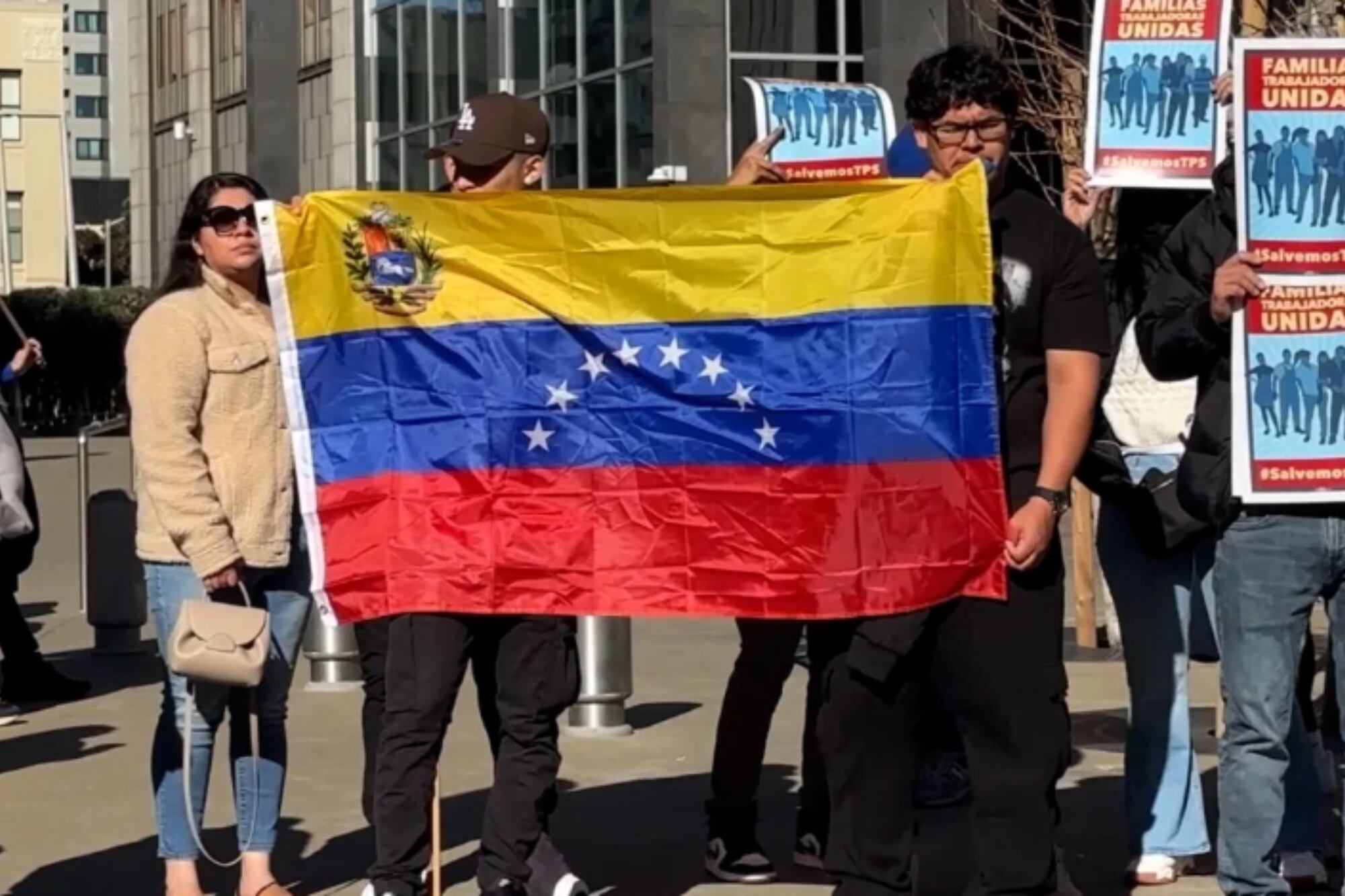 Inmigrantes venezolanos durante una protesta en Estados Unidos (archivo)