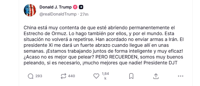 El posteo de Trump