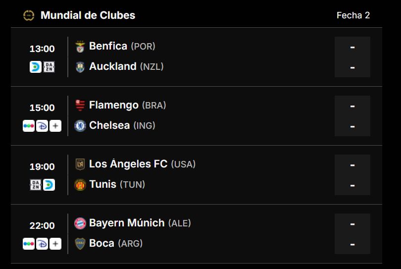 Los partidos del Mundial de Clubes este viernes 20 de junio