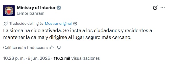 Irán atacó con misiles y drones bases de EE.UU. en Medio Oriente tras los bombardeos de Washington El posteo del Ministerio de Interior de Baréin