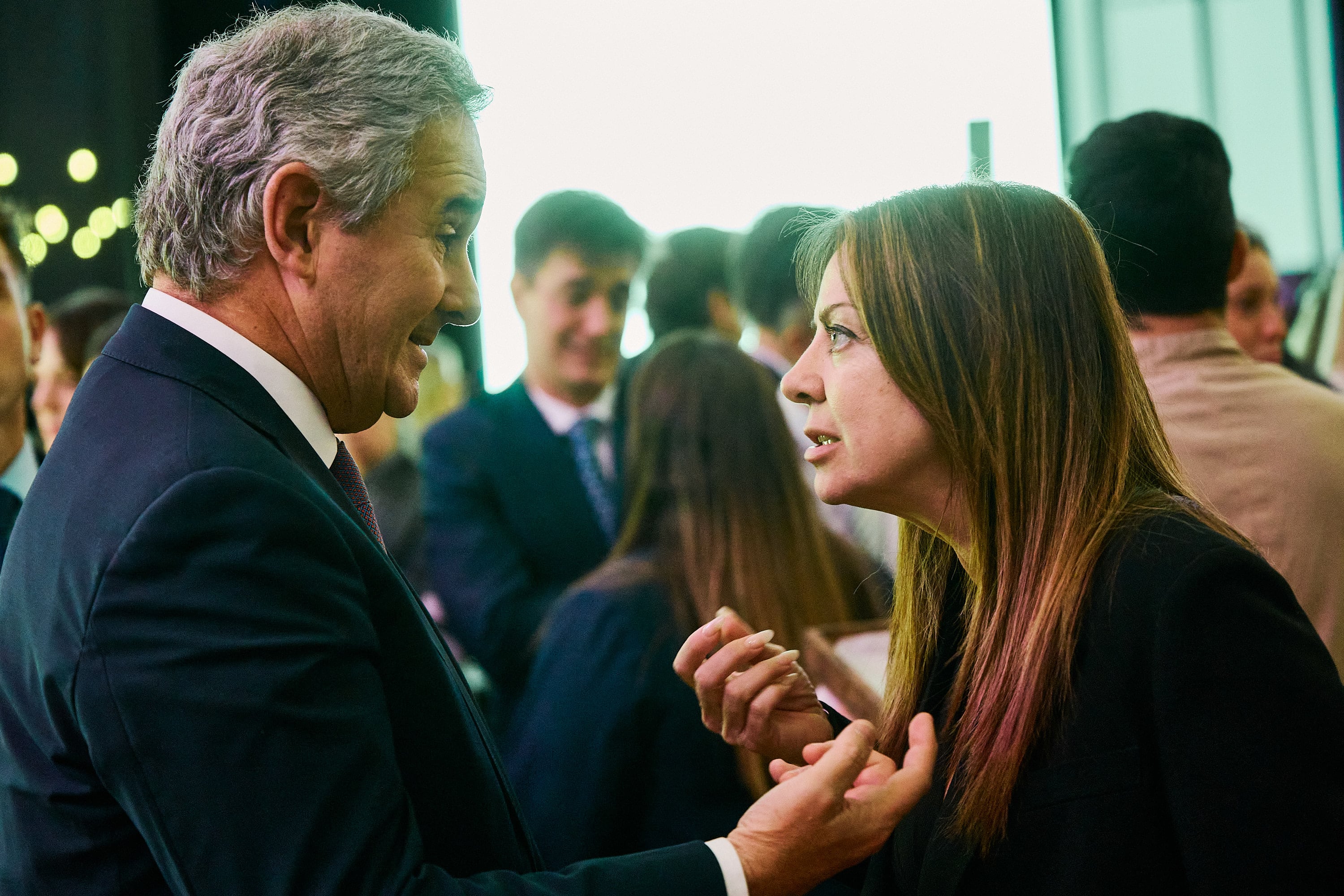 El canciller Pablo Quirno y la ministra de Capital Humano, Sandra Pettovello, en un evento social en la Rural de Palermo