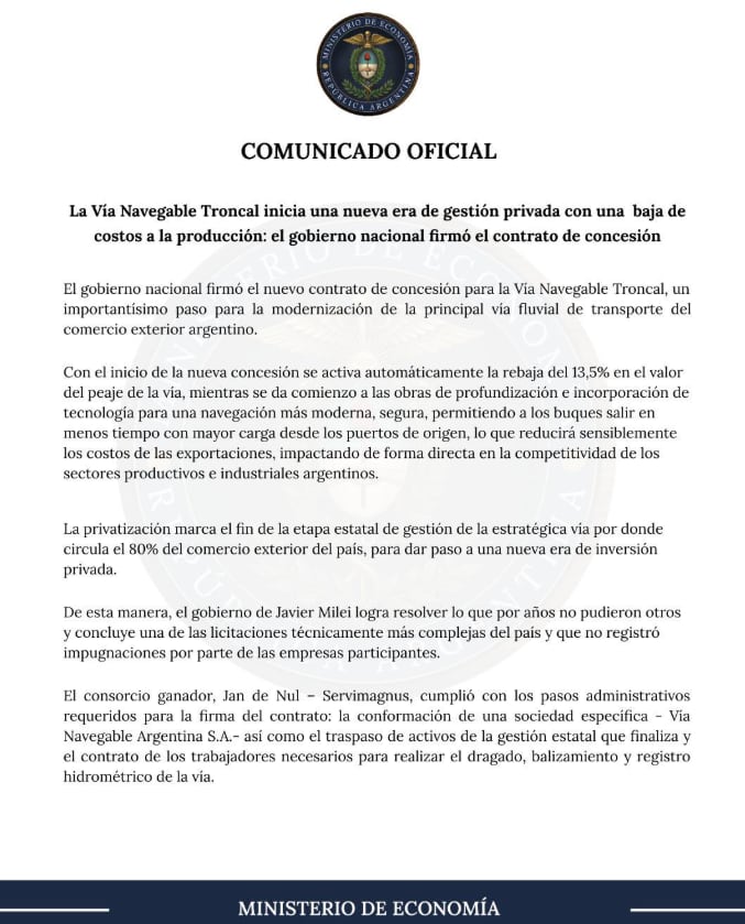 La primera parte del comunicado
