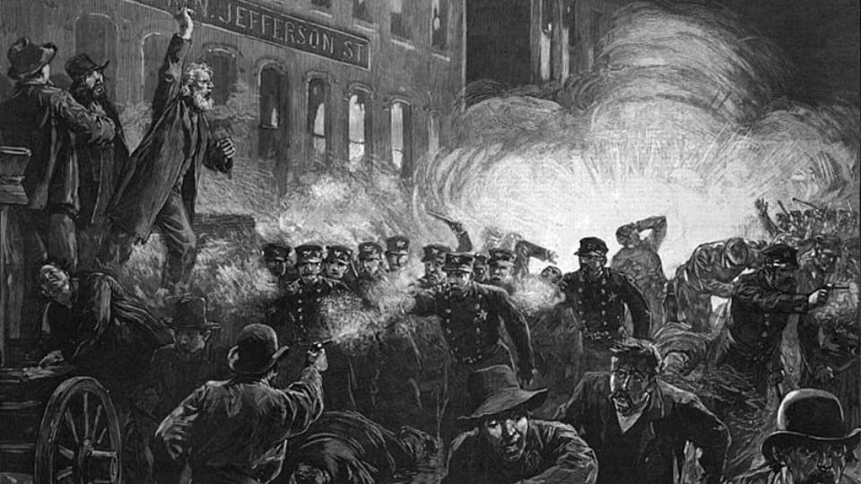 Ilustración del conflicto en la Revuelta de Haymarket