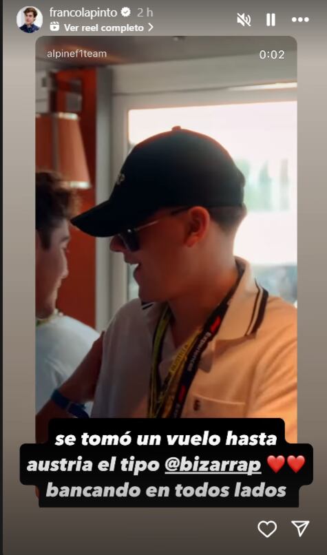 El agradecimiento de Franco a su amigo a través de sus redes (Foto: Captura Instagram @francolapinto)