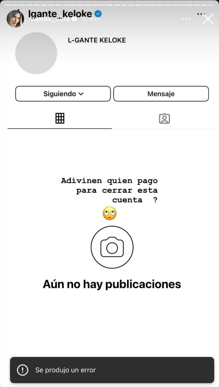 Wanda Nara mostró que volvieron a cerrarle la cuenta de Instagram a L-Gante (Foto: Instagram @wanda_nara)
