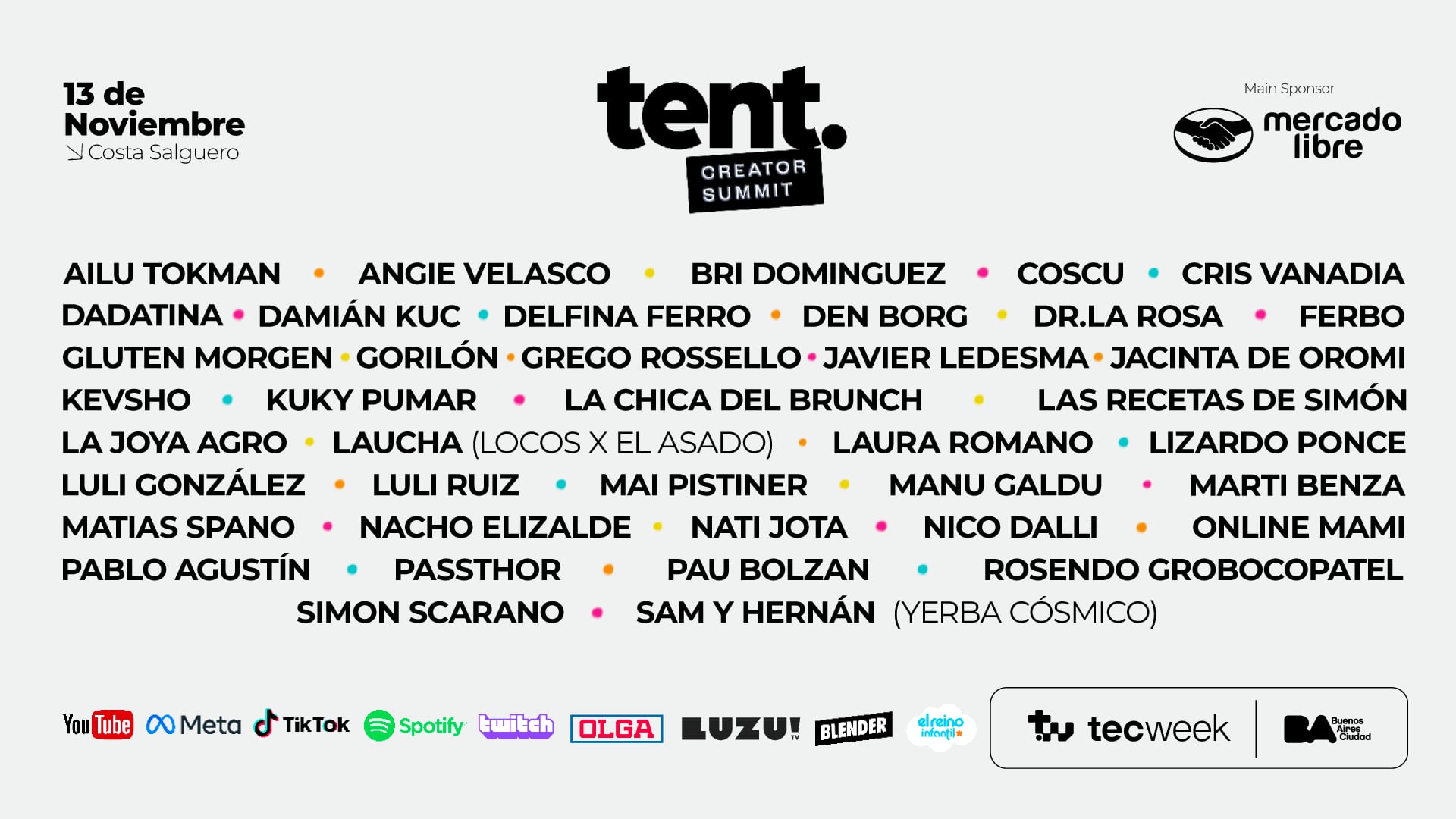 Más de 3000 creadores se reunirán junto a plataformas como YouTube, Meta, TikTok, Spotify y Twitch