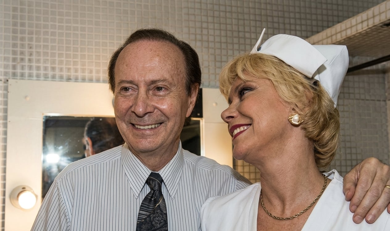 Gianni Lunadei y Perla Caron, en uno de los tantos camarines que compartieron