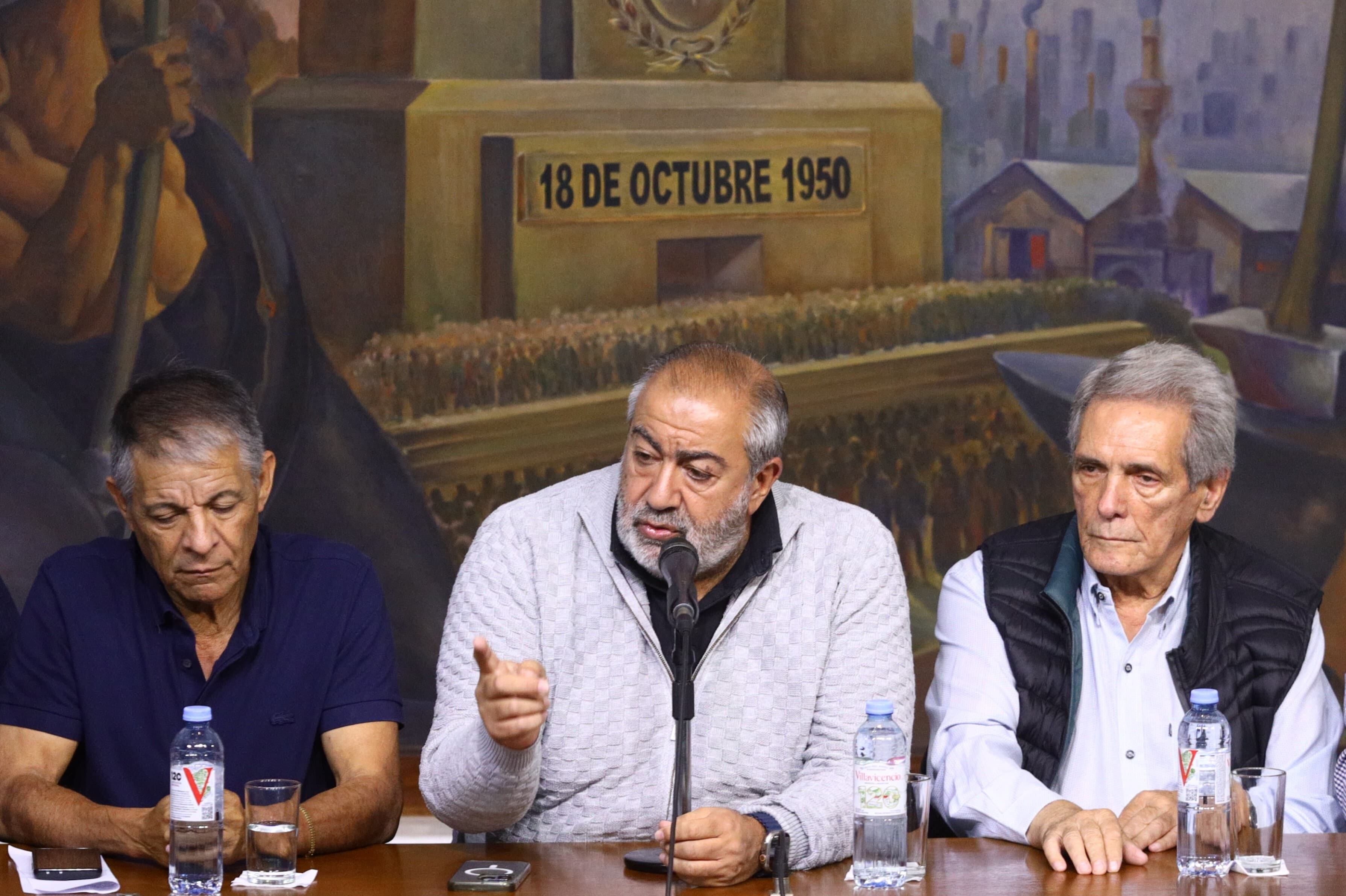 Conferencia de prensa de la CGT, en la sede de Azopardo
