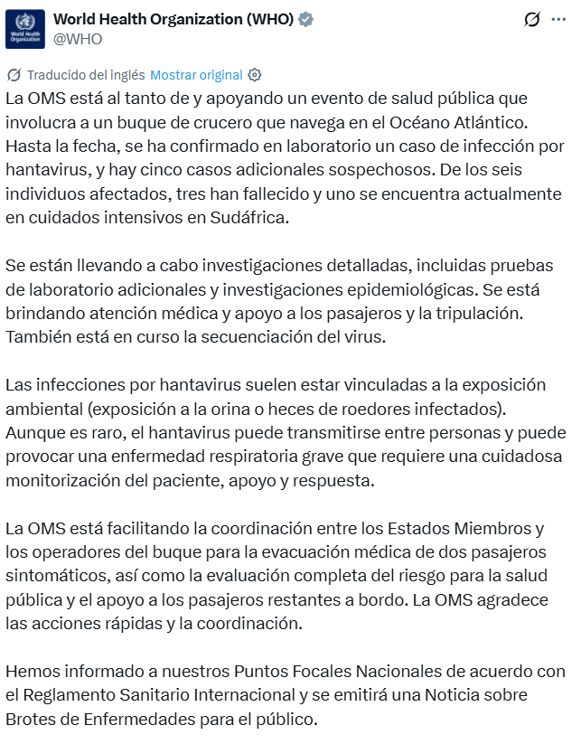 El comunicado de la OMS