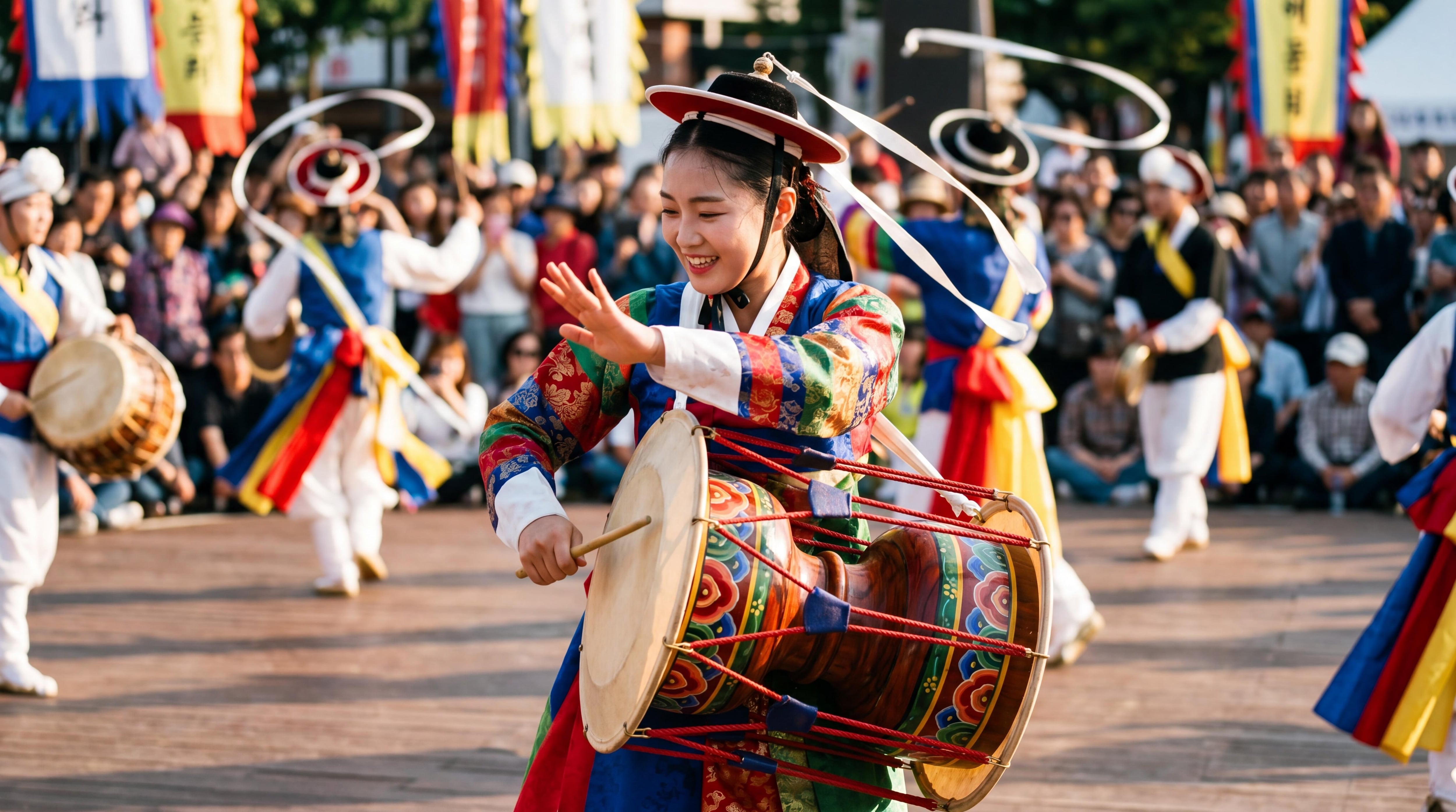 Danzas tradicionales del Hanguk Fest, que se realizará en Parque Los Andes (Chacarita)