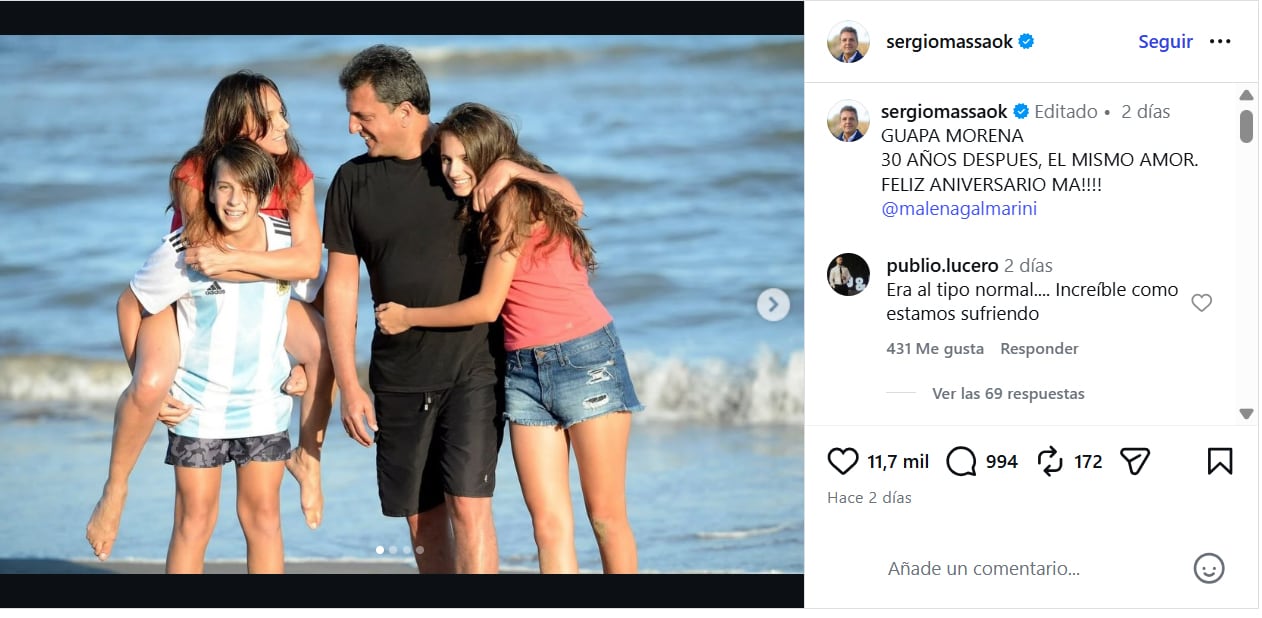 El posteo de Massa por su aniversario