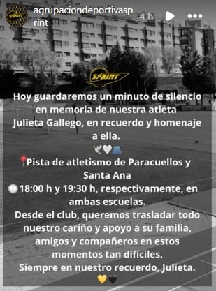 El comunicado de AD Sprint, el club de Julieta Gallego