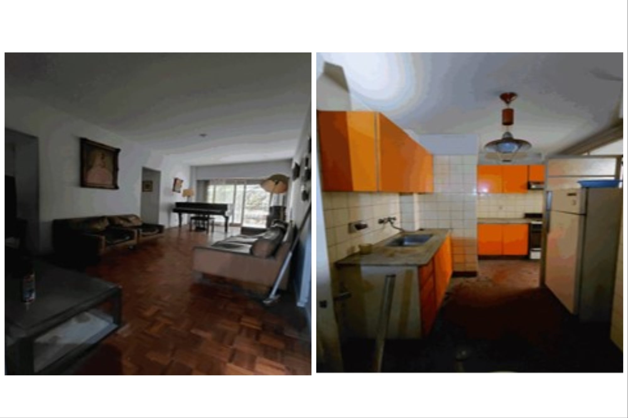 Así se ve la cocina y el living del departamento de la calle Arenales 2546