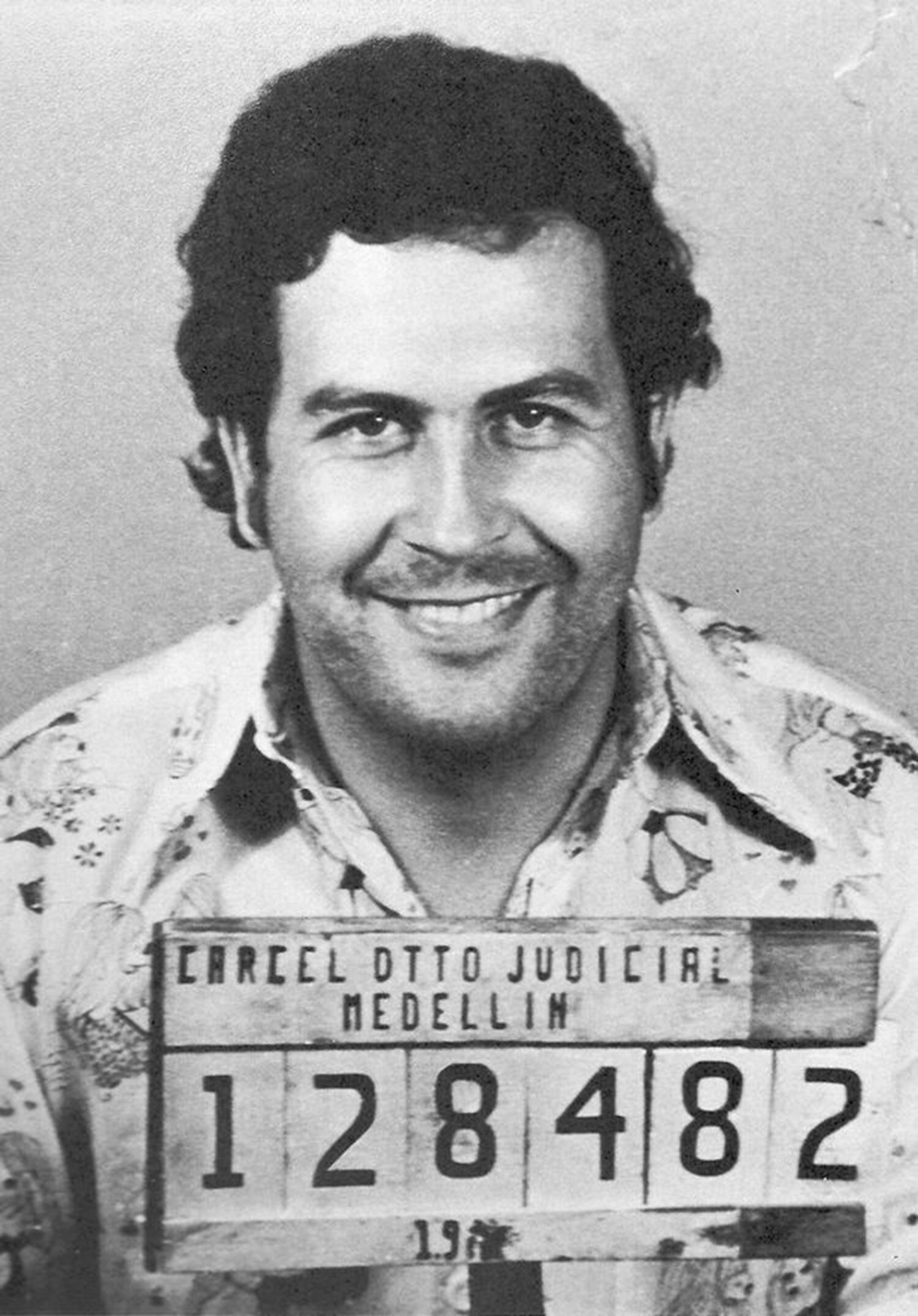 Mugshot de Pablo Escobar, detenido en la década del 70