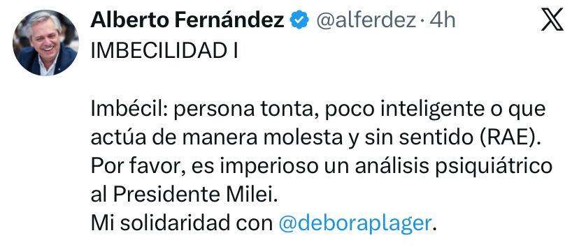 El posteo de Alberto Fernández