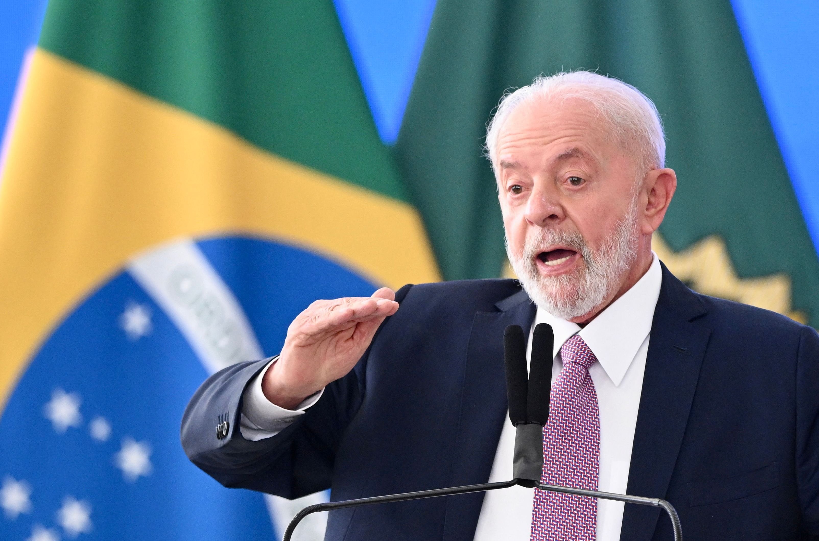 El presidente brasileño, Luiz Inacio Lula da Silva, pronuncia un discurso en el Palacio Planalto de Brasilia, el 22 de abril de 2024.