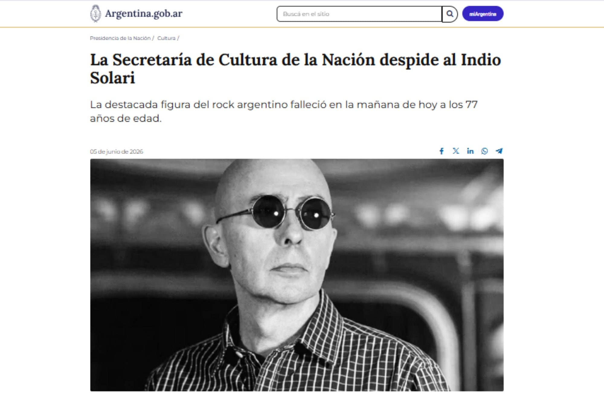 Dónde será el velatorio del Indio Solari: el Gobierno evalúa qué lugar puede disponer para la despedida del cantante 7 El comunicado de la Secretaría de Cultura para despedir al Indio Solari