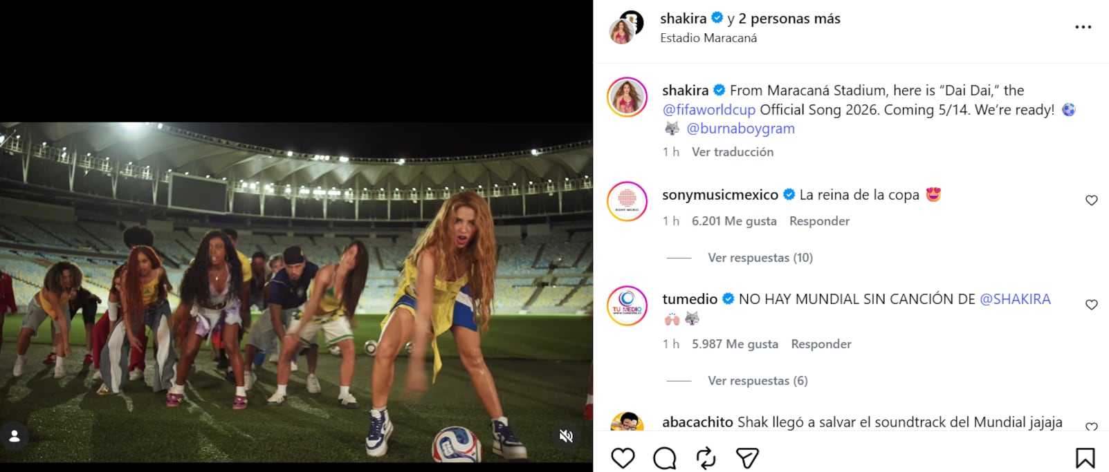El posteo con el que Shakira anunció la canción oficial del Mundial 2026