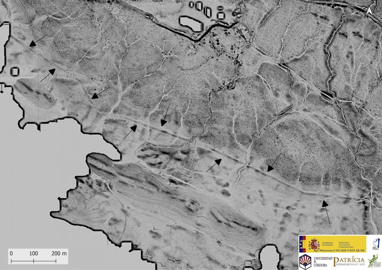 Indicios de la carretera romana identificados en el escáner LiDAR