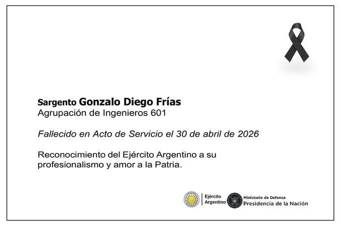 Las condolencias expresadas por el Ejercito tras su fallecimiento