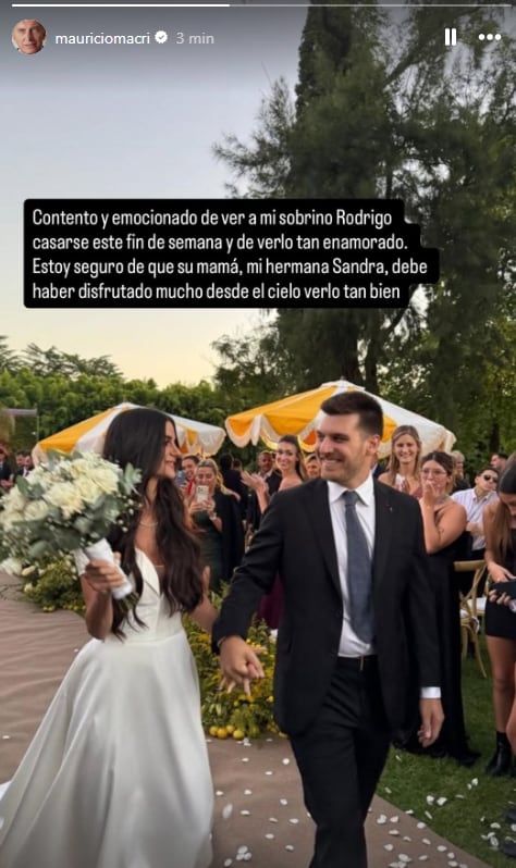 El emotivo mensaje que compartió Mauricio Macri el día después del casamiento