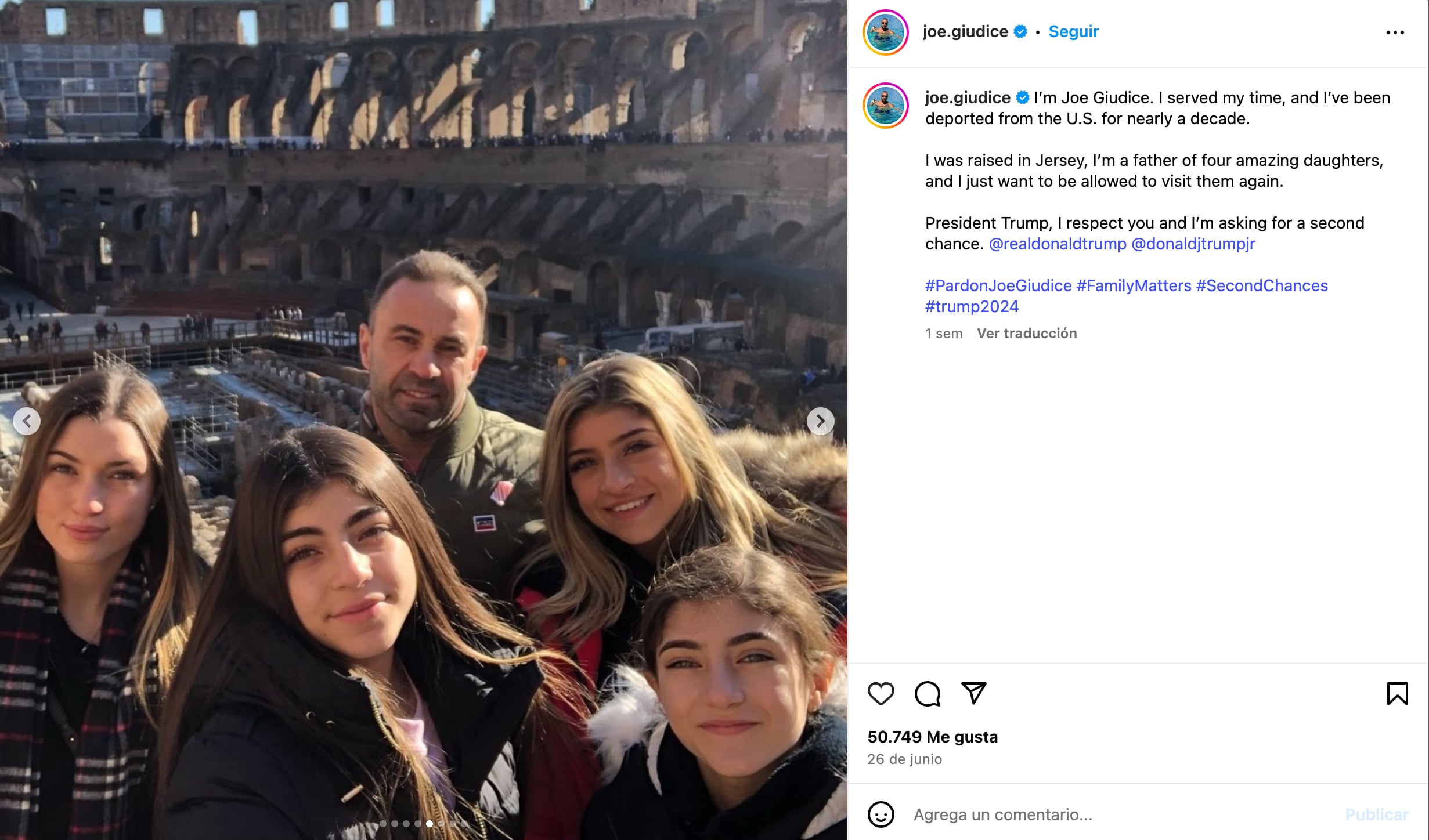 La exestrella de televisión reveló en un post de IG que le pidió a Trump una segunda oportunidad