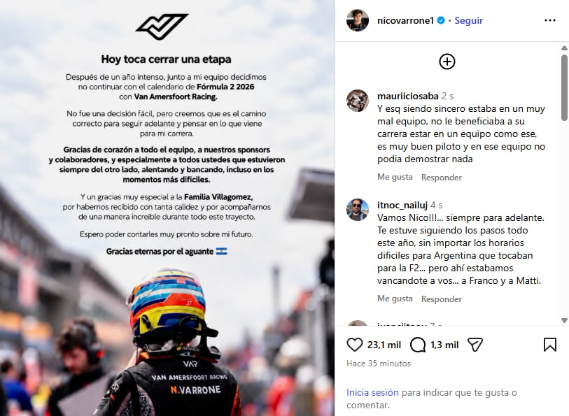 El anuncio de Varrone en Instagram