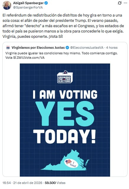 Spanberger señaló que la medida busca luchar con la ofensiva de Trump a pocos meses de las elecciones de medio término