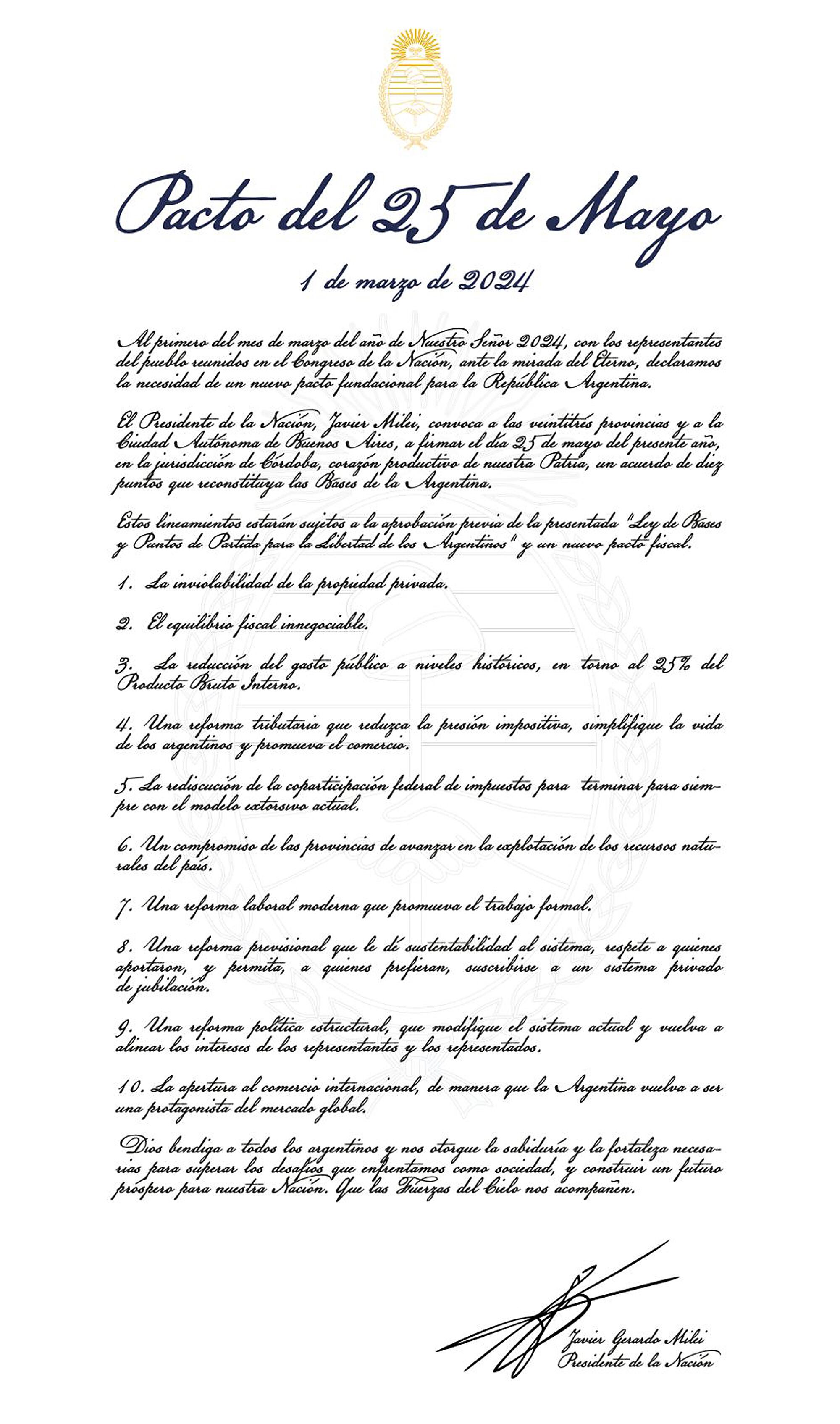 El Pacto del 25 de Mayo