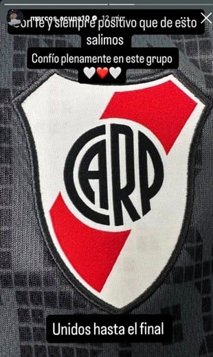 El posteo del defensor Marcos Acuña en apoyo al plantel de River, en medio de la crisis