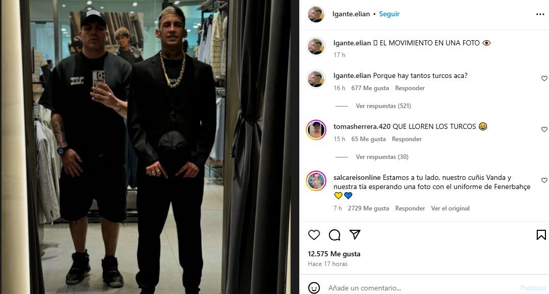 El priemer posteo de Elián Valenzuela donde se quejó de los mensajes de hinchas turcos que recibió en la sección de comentarios