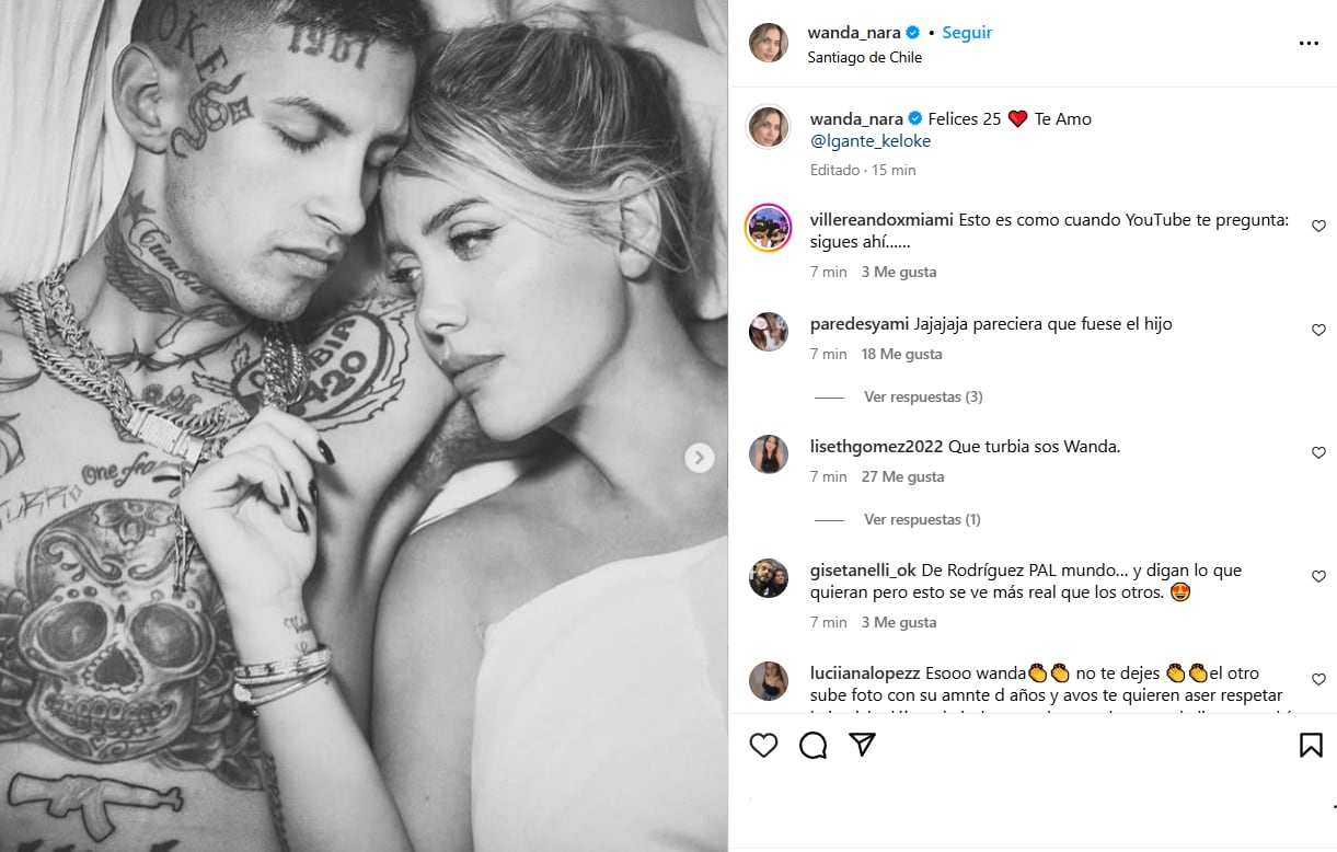 Wanda Nara y el romántico posteo que le dedicó a L-Gante por su cumpleaños (Foto: Captura Instagram/@wanda_nara)