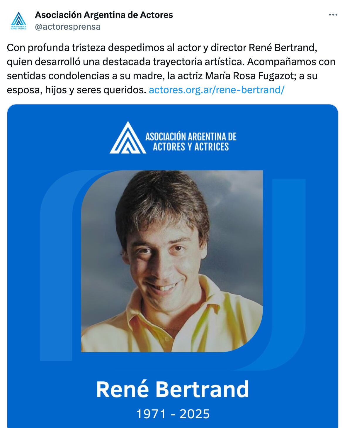 El comunicado oficial de la Asociación Argentina de Actores
