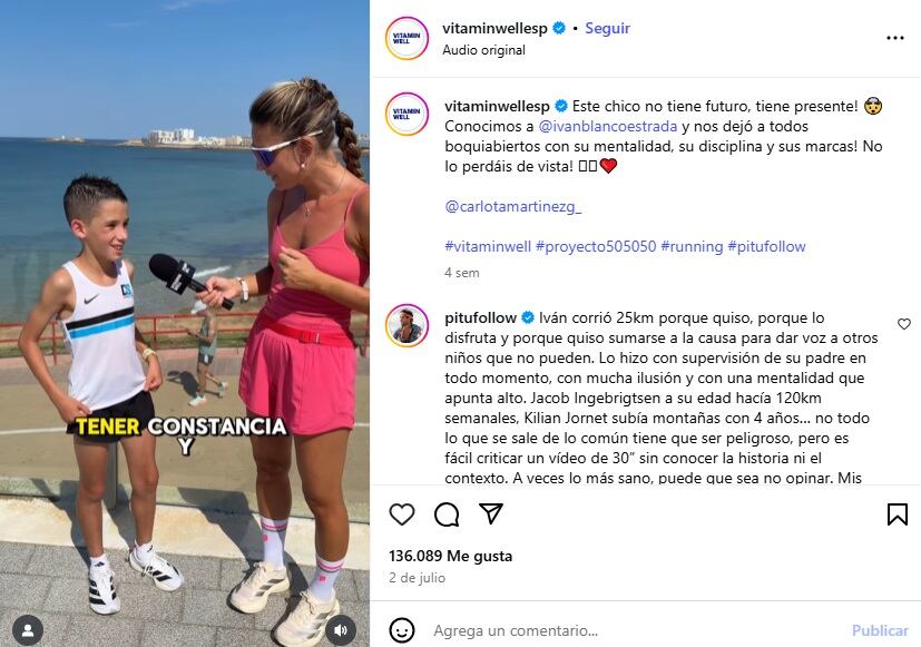 Iván Blanco tiene 10 años y se volvió viral tras revelar la marca que hizo al correr 5k