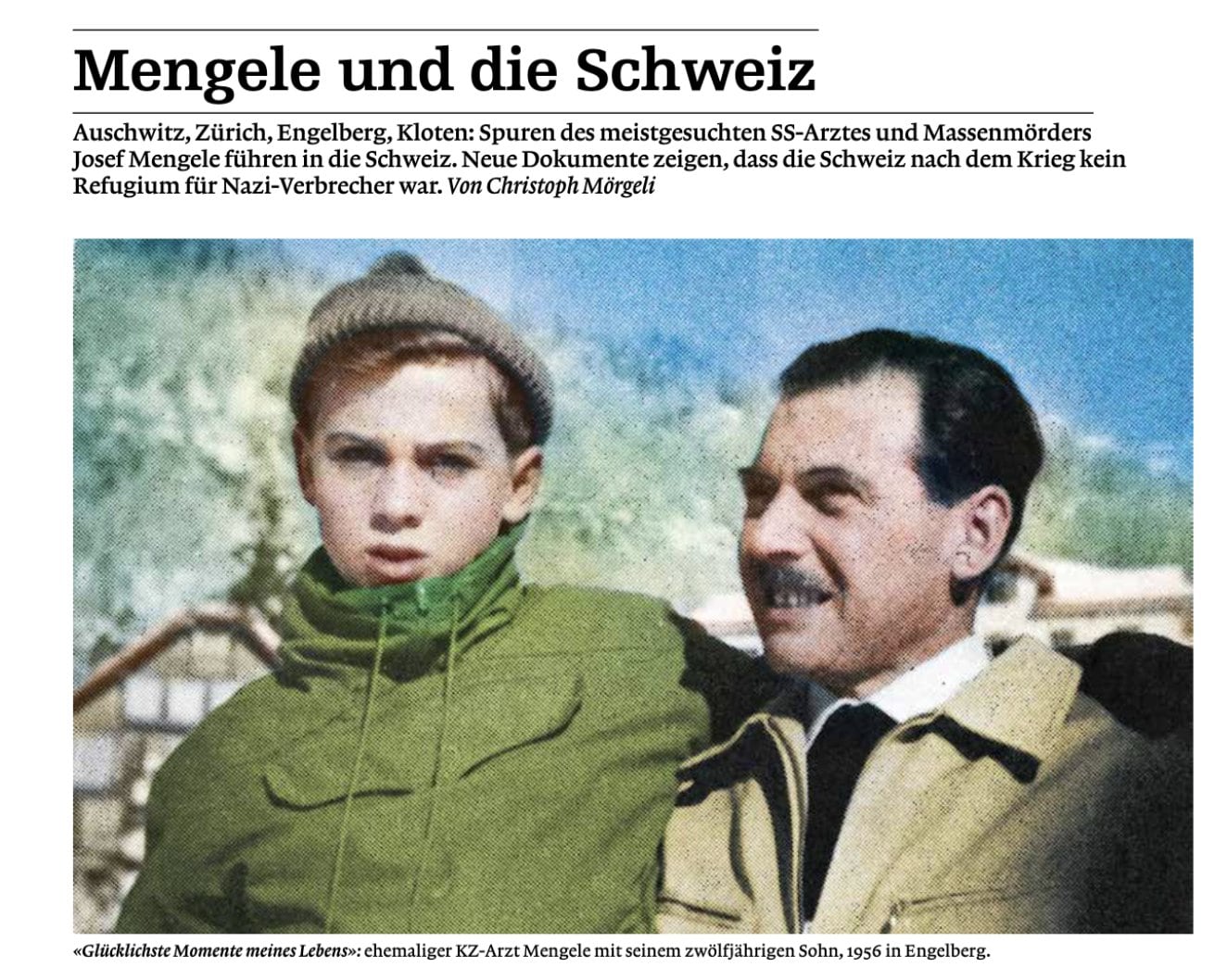Mengele y su hijo Rolf, en Engelberg, en 1956. El jerarca nazi todavía residía en la Argentina