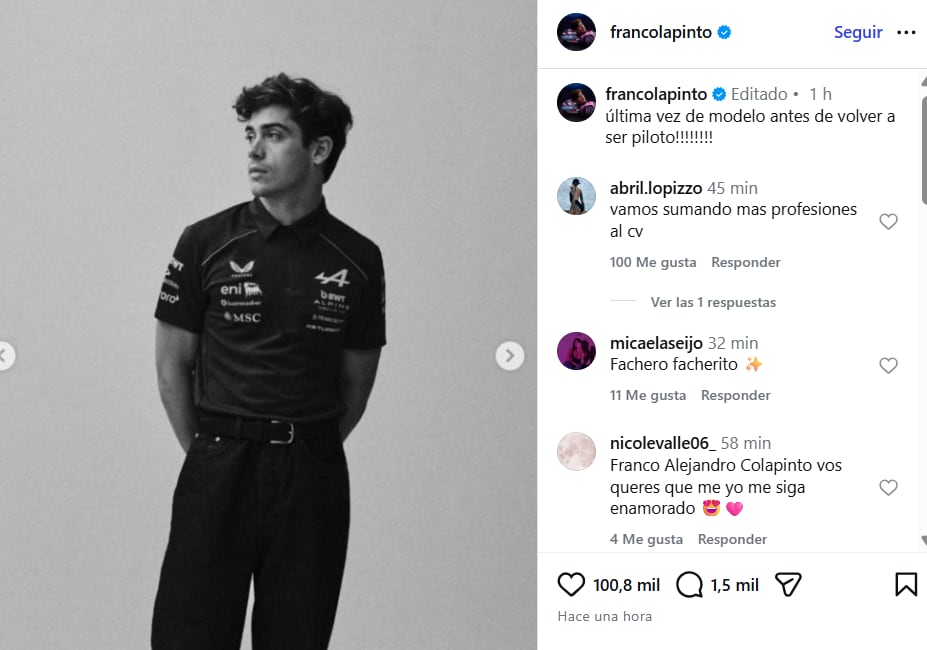 La publicación de Franco arrasó en las redes sociales