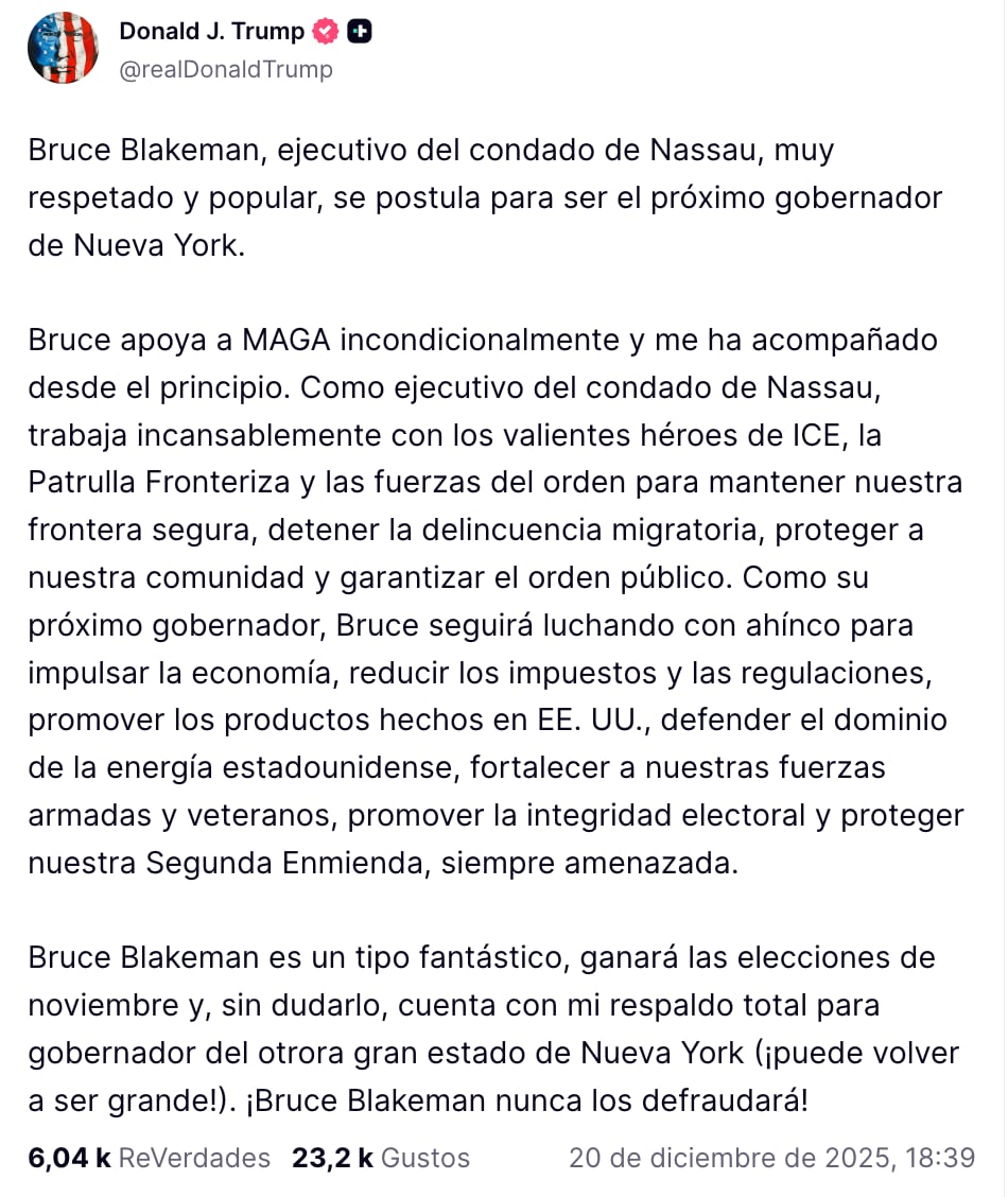 El apoyo de Trump a Bruce Blakeman