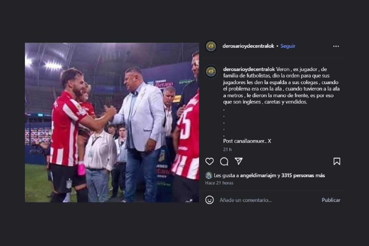 El capitán de Rosario Central, Ángel Di María, avivó la polémica por el espaldazo de Estudiantes de La Plata al canalla en protesta por el titulo que les entregó la AFA.