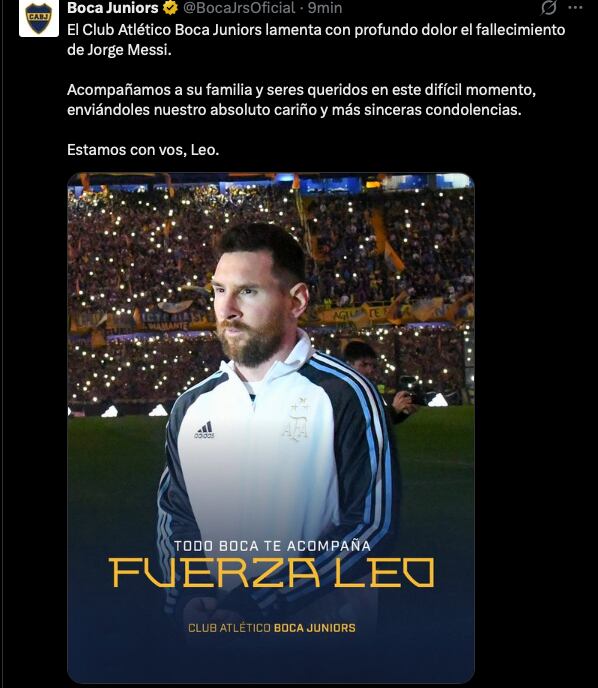 El comunicado de Boca Juniors en redes sociales tras conocerse la noticia