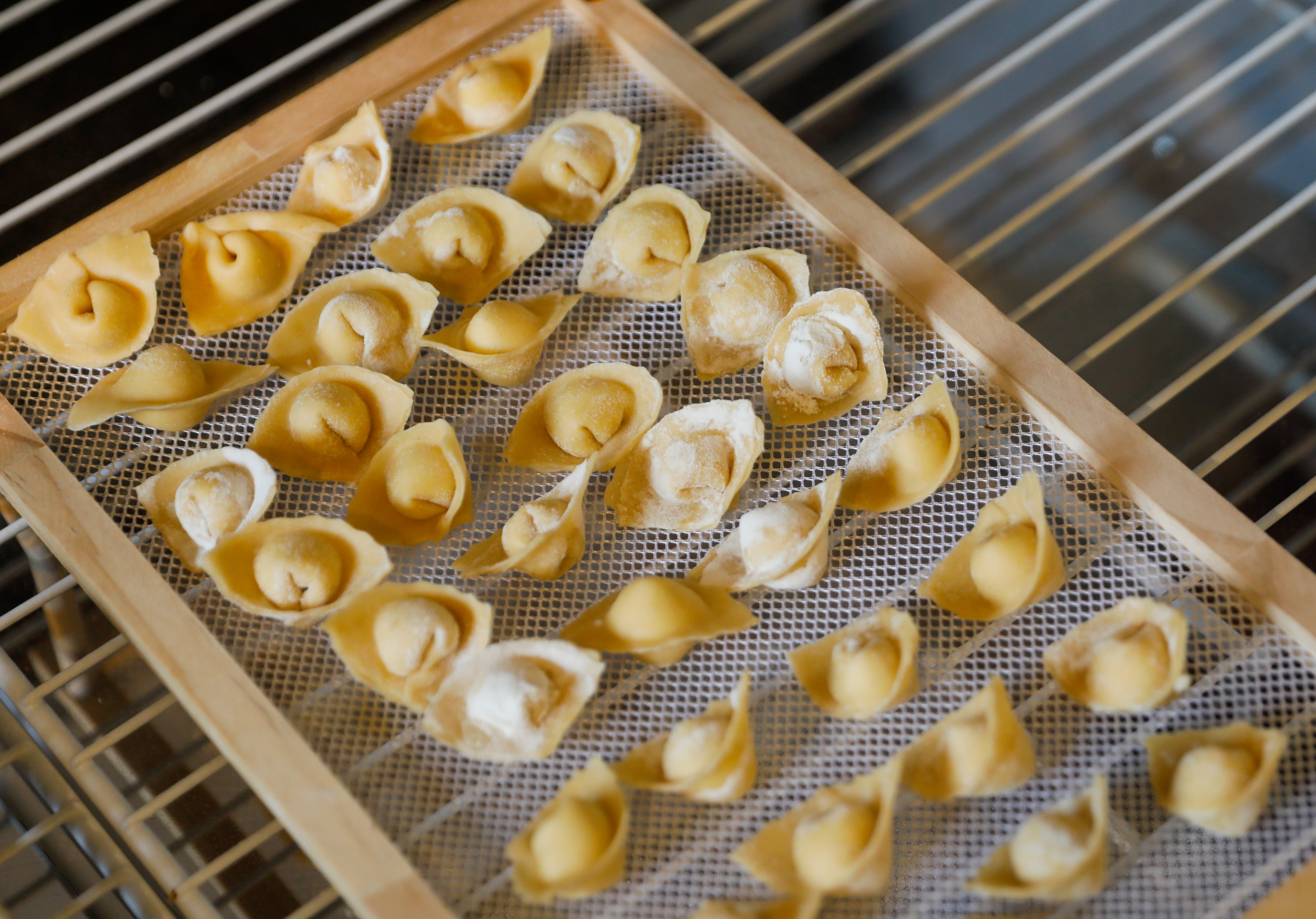 La pasta fresca exhibida en La Bottega