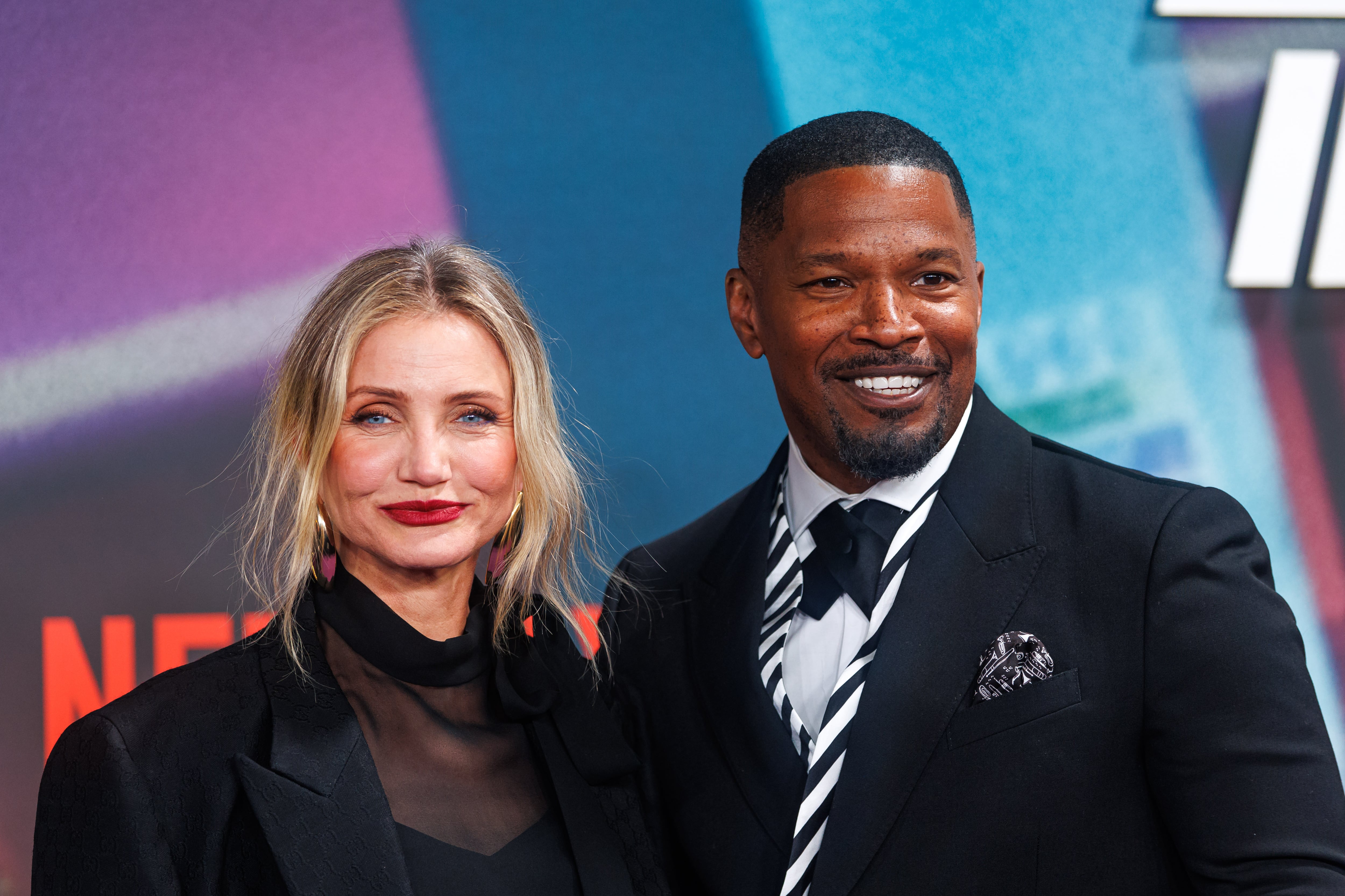 Jamie Foxx y Cameron Diaz en e estreno de De vuelta a la acción