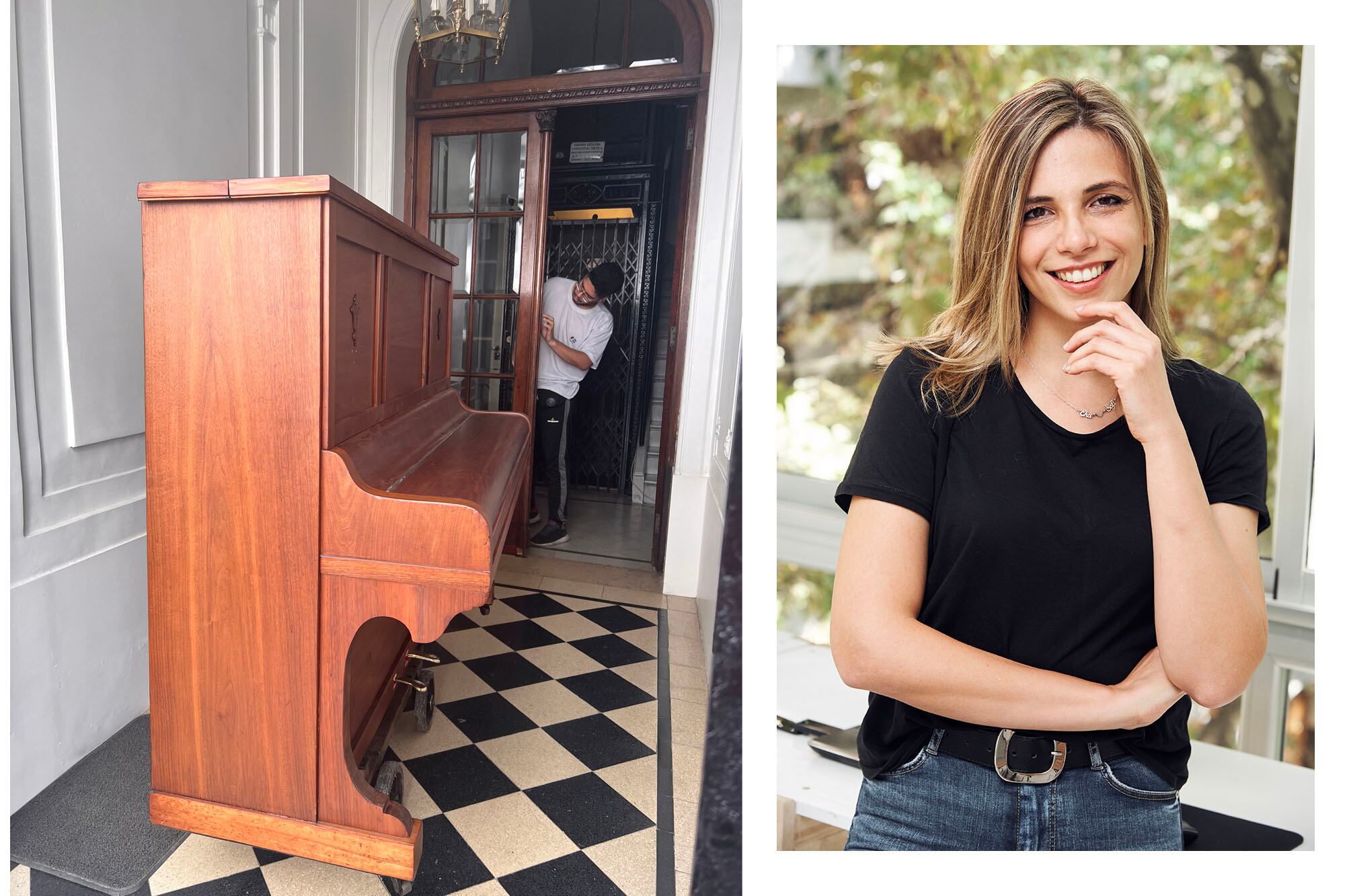 La música es una de las pasiones de Ekaterina Künzel, que además de arquitecta, es cantante. Así llegaba el piano vertical comprado en un remate que le regaló su mamá, la decoradora y ex bailarina del Teatro Colón Vilma Künzel. 