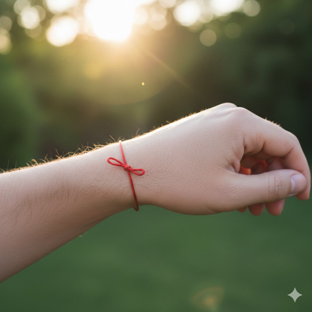 El amuleto de la cinta roja ayuda para la protección de la energía en el martes 13