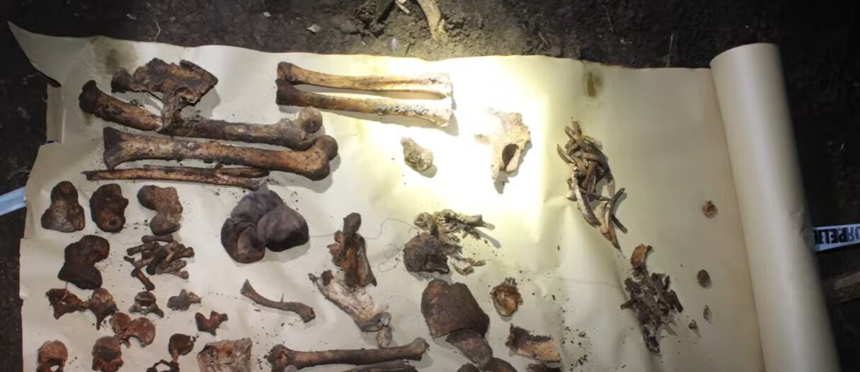 Restos óseos de Diego Fernández Lima hallados por la División Criminalística de la Policía