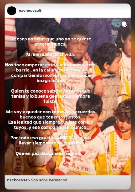 El mensaje de Ignacio Sosa tras conocer la noticia