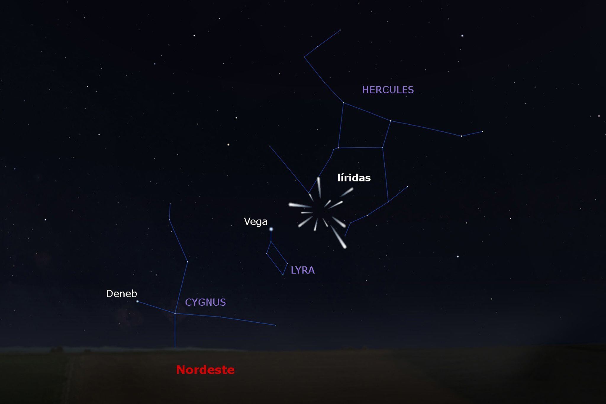El radiante de la lluvia de meteoros Líridas